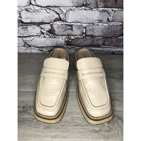 Free People Blush Pink Leather Platform Penny Loafer Mules Women Sz 39EU/8.5M US - Picture 3 of 16